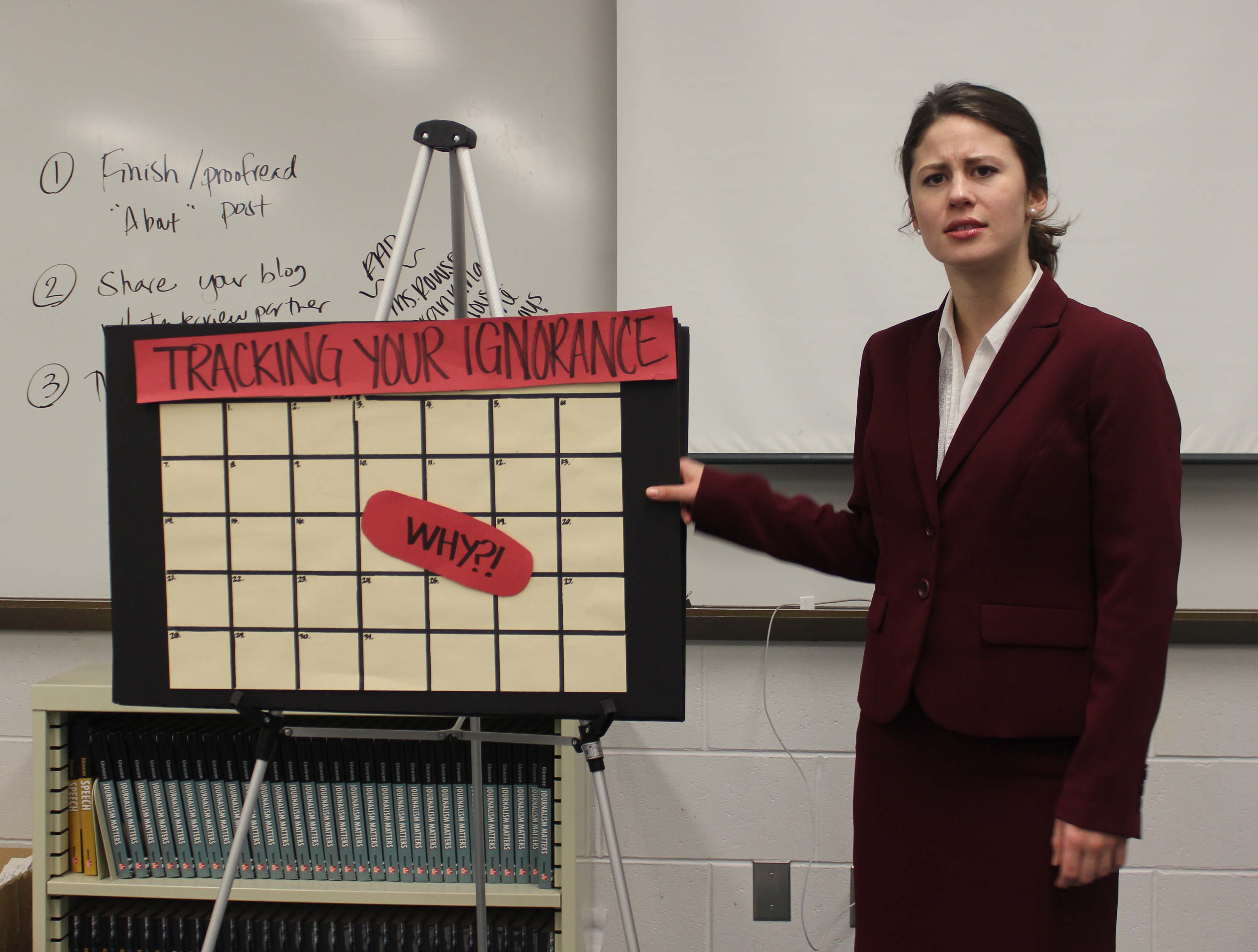 Senior Katie Cashin gives a speech during her forensics class.