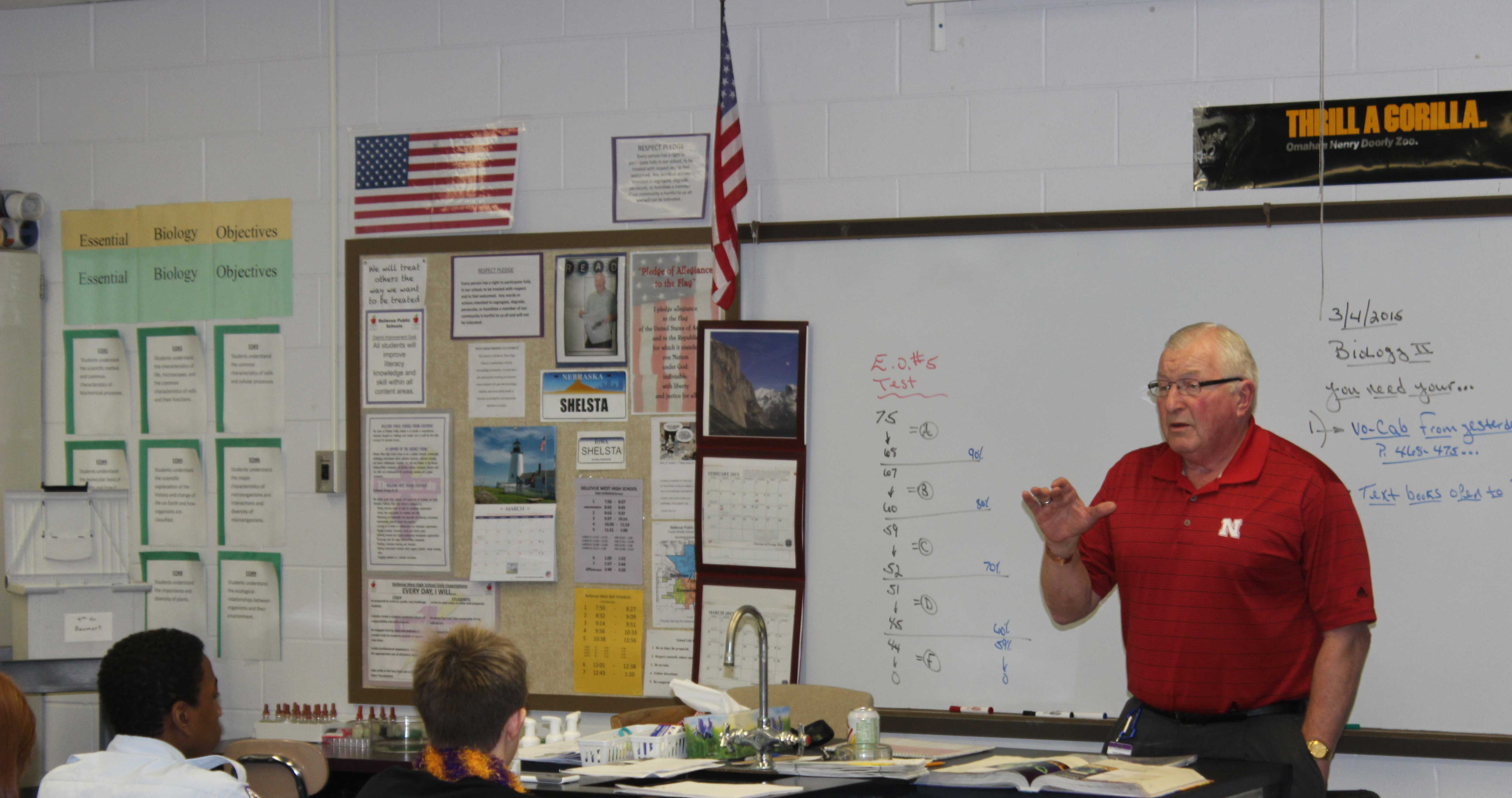 Shelsta teaches freshmen about germ shapes and their effects on the body. Shelsta has taught for 41 years.