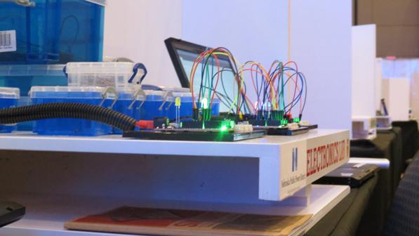 The MakeIt: Do lab shows teachers how to create circuitry. This station was part of NPPD's MakerSpace at NETA in April. 